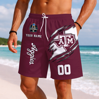 LIMITED EDITION - NEW CUSTOMIZED NCAA CWS27 TAA TEXAS A&M AGGIES SHORT PANTS