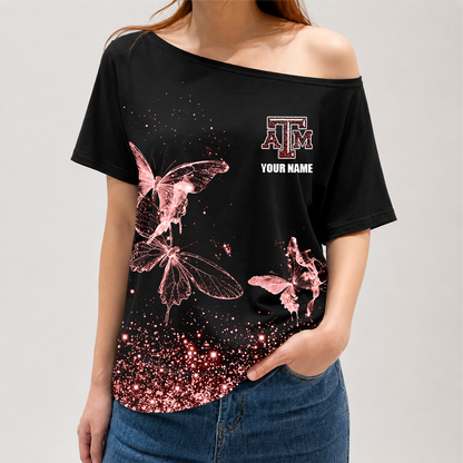 [FAN FAVORITE] NEW CUSTOMIZED NCAA CWS27 TAA TEXAS A&M AGGIES OFF-SHOULDER SHIRT