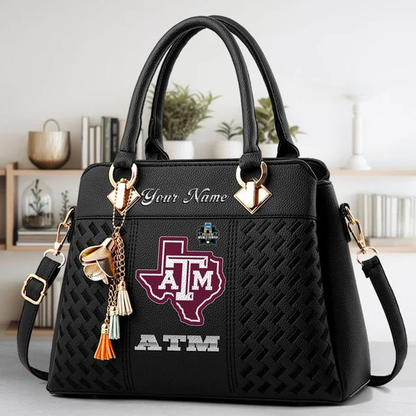 LIMITED EDITION - NEW CUSTOMIZED NCAA CWS27 TAA TEXAS A&M AGGIES ZIP HANDBAG MULTICOLOR