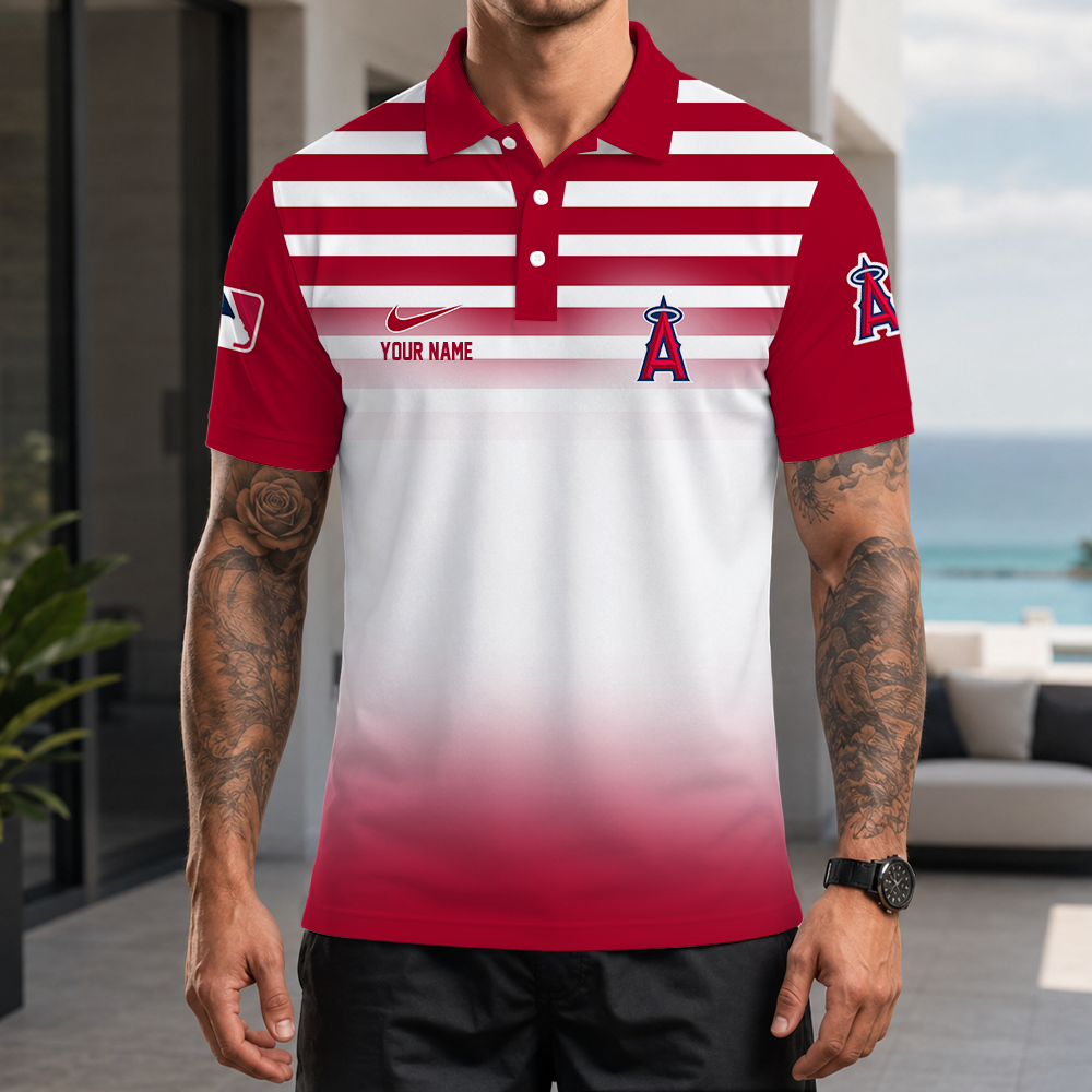 [FLASH SALE] NEW CUSTOMIZED MLB27 LAA LOS ANGELES ANGELS POLO SHIRT
