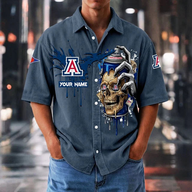 MEGA SALE - NEW CUSTOMIZED NCAA FBS27 ARW AR WILCATS SEERSUCKER BUTTON SHIRT
