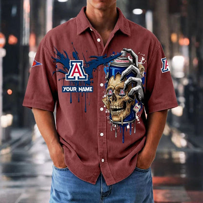 MEGA SALE - NEW CUSTOMIZED NCAA FBS27 ARW AR WILCATS SEERSUCKER BUTTON SHIRT