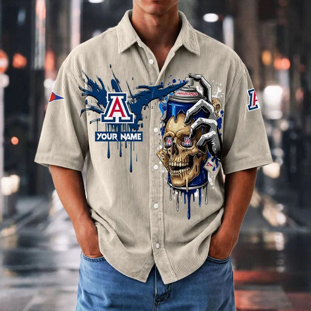 MEGA SALE - NEW CUSTOMIZED NCAA FBS27 ARW AR WILCATS SEERSUCKER BUTTON SHIRT