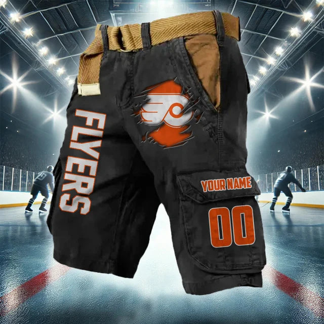 [SUPER SALE] NEW CUSTOMIZED NHL27 PPF PHILADELPHIA FLYERS CARGO SHORTS