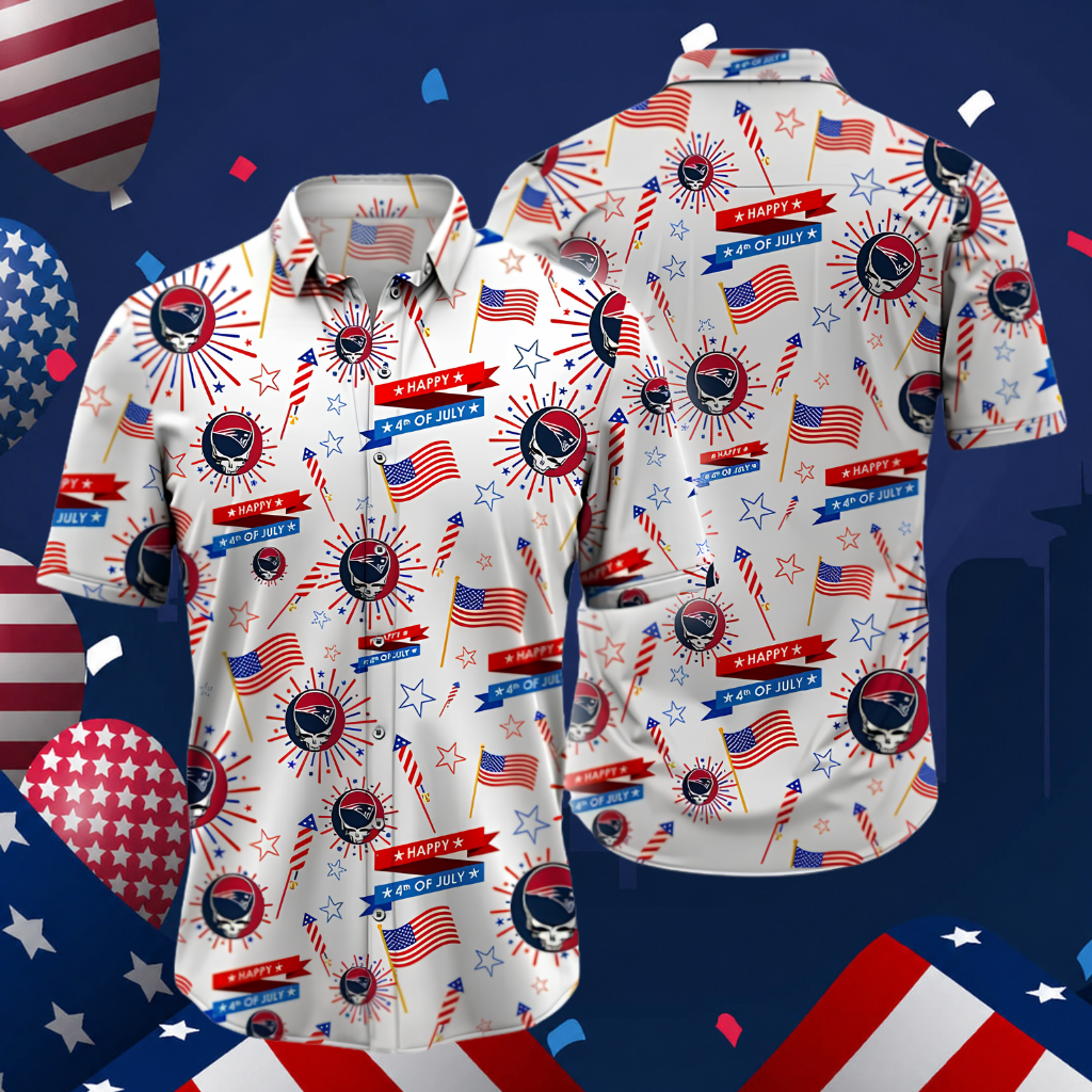 LIMITED EDITION - NEW CUSTOMIZED NFL27 NEP NEW ENGLAND PATRIOTS PATRIOTIC 250 USA HAWAIIAN SHIRT