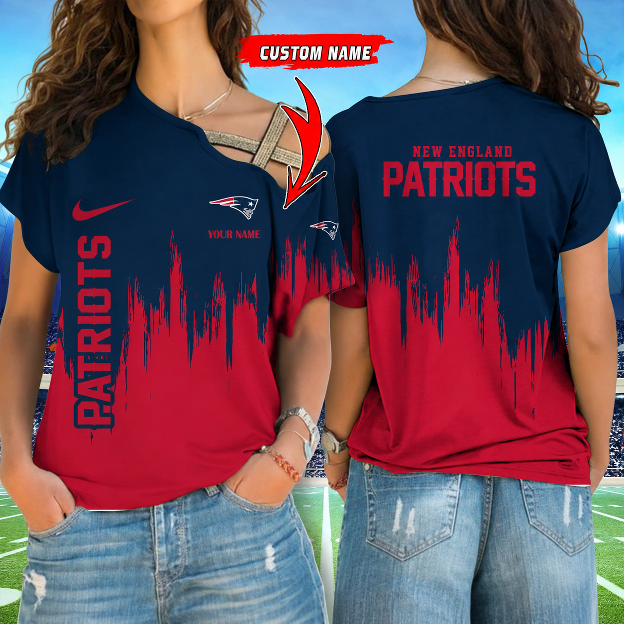 [SPECIAL OFFER] NEW CUSTOMIZED NFL27 NEP NEW ENGLAND PATRIOTS SHOULDER SHIRT