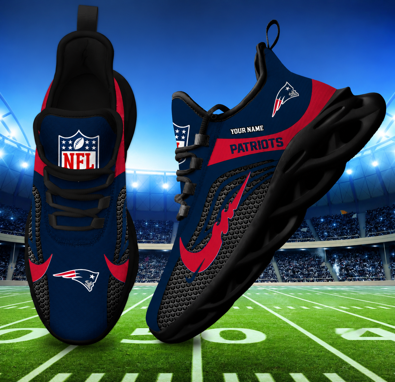 [SPECIAL OFFER] NEW CUSTOMIZED NFL27 NEP NEW ENGLAND PATRIOTS UNISEX CLUNKY SNEAKERS