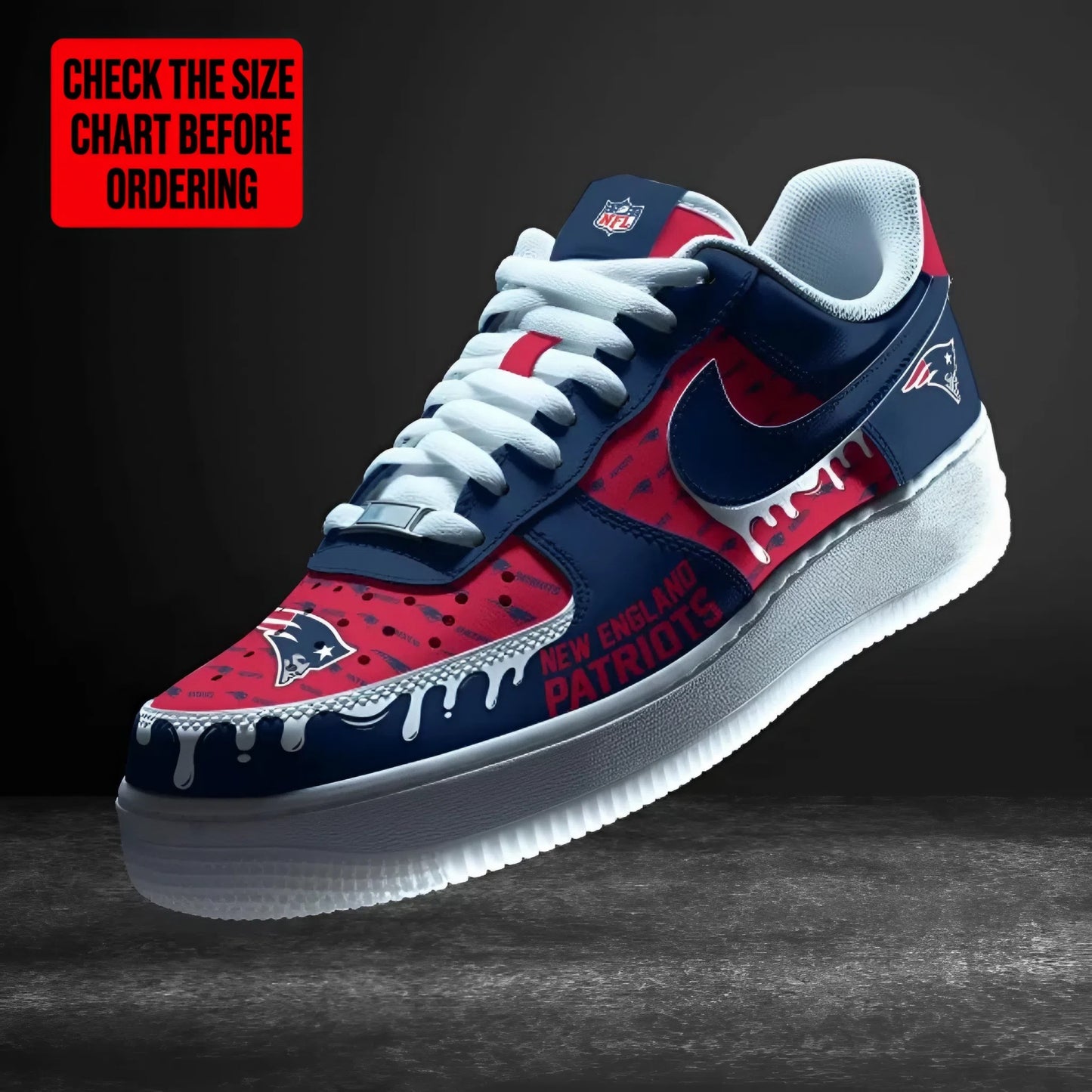 [SPECIAL OFFER] NEW CUSTOMIZED NFL27 NEP NEW ENGLAND PATRIOTS AF1 SHOES