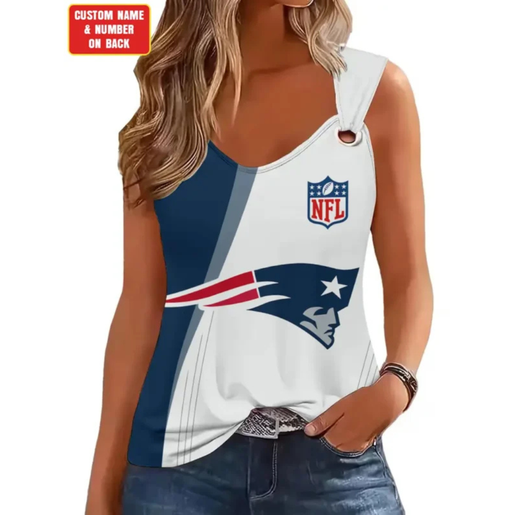 [SPECIAL OFFER] NEW CUSTOMIZED NFL27 NEP NEW ENGLAND PATRIOTS O-RING SHOULDER TANK TOP
