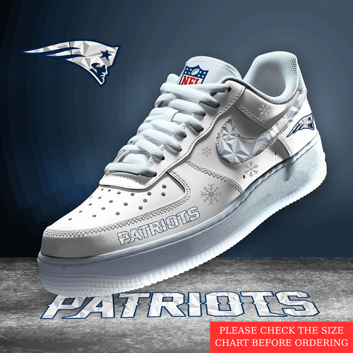 LIMITED EDITION - NEW CUSTOMIZED NFL27 NEP NEW ENGLAND PATRIOTS AF1 SHOES