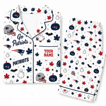 [SPECIAL OFFER] NEW CUSTOMIZED NFL27 NEP NEW ENGLAND PATRIOTS HALLOWEEN LONG PAJAMAS SET