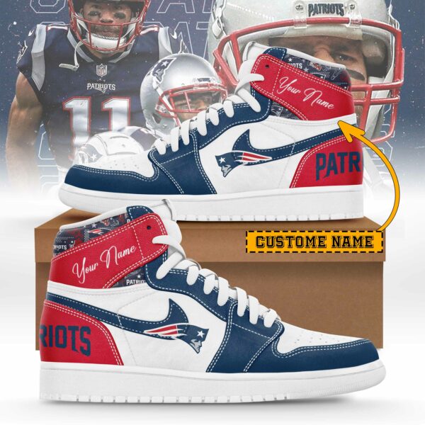 LIMITED EDITION - NEW CUSTOMIZED NFL27 NEP NEW ENGLAND PATRIOTS AIR JORDAN SNEAKERS