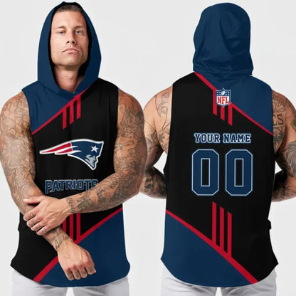 [SPECIAL OFFER] NEW CUSTOMIZED NFL27 NEP NEW ENGLAND PATRIOTS HOODED TANK TOP