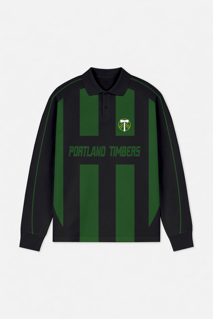 LIMITED EDITION - NEW CUSTOMIZED MLS27 PLT PL TIMBERS LONG SLEEVE POLO