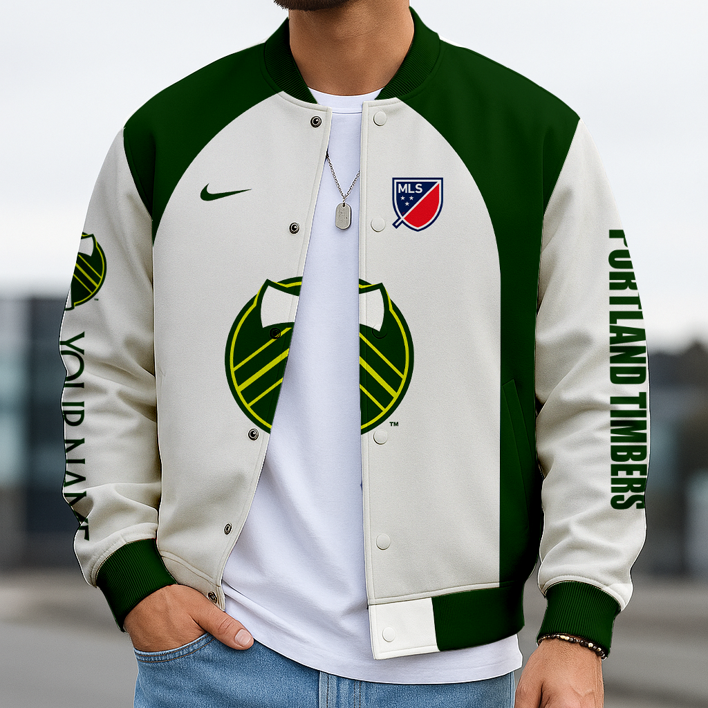 LIMITED EDITION - NEW CUSTOMIZED MLS27 PLT PL TIMBERS SATIN VARSITY & BASEBALL JACKET