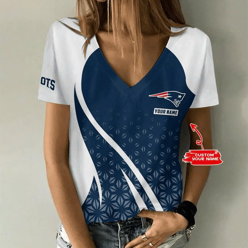 LIMITED EDITION - NEW CUSTOMIZED NFL27 NEP NEW ENGLAND PATRIOTS V-NECK FEMALE SHIRT