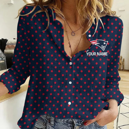 LIMITED EDITION - NEW CUSTOMIZED NFL27 NEP NEW ENGLAND PATRIOTS WOMEN CASUAL SHIRT