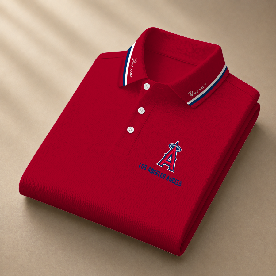 LIMITED EDITION - NEW CUSTOMIZED MLB27 LAA LOS ANGELES ANGELS POLO SHIRT
