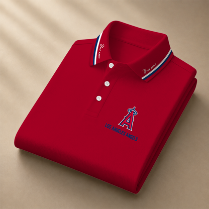 LIMITED EDITION - NEW CUSTOMIZED MLB27 LAA LOS ANGELES ANGELS POLO SHIRT
