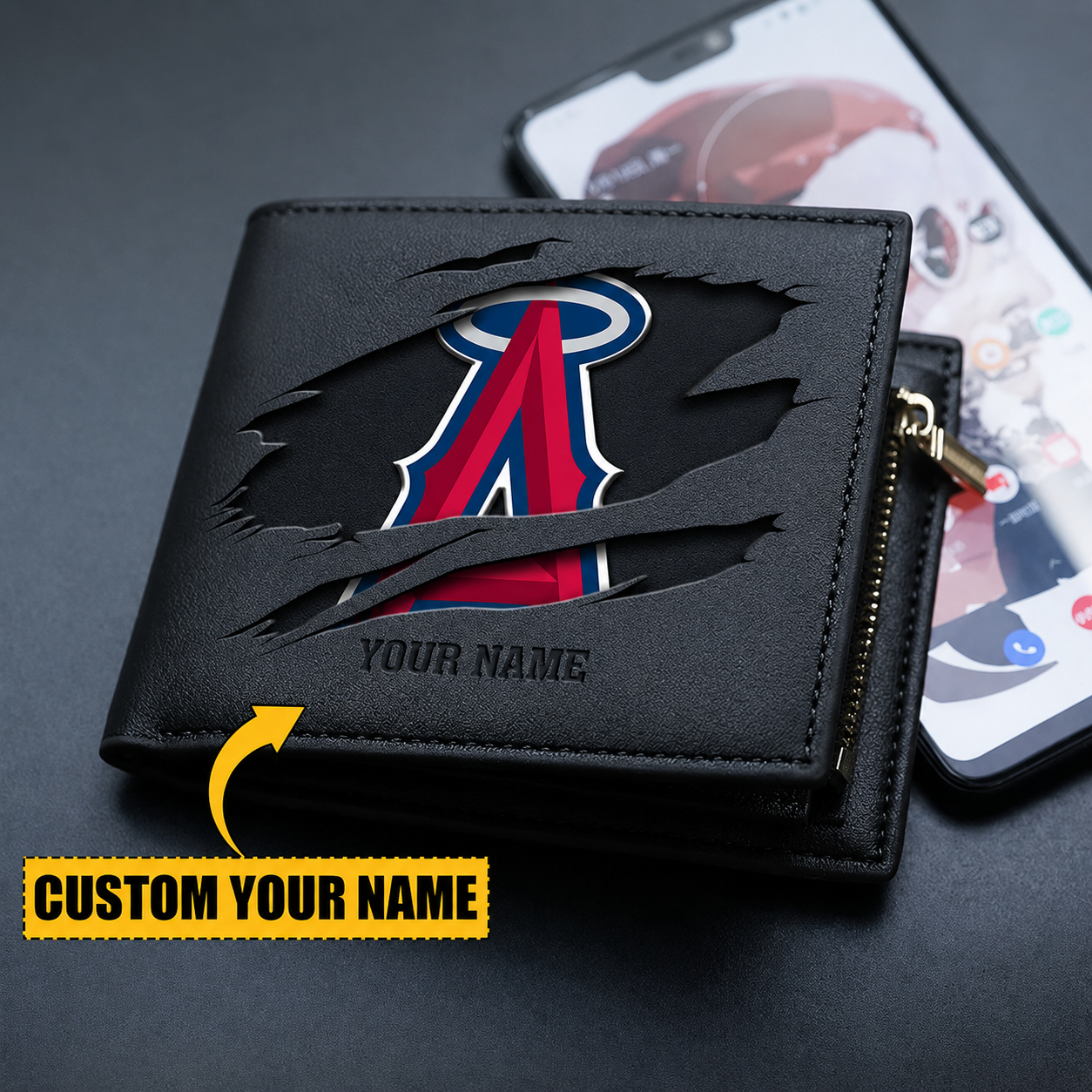 LIMITED EDITION - NEW CUSTOMIZED MLB27 LAA LOS ANGELES ANGELS LEATHER WALLET