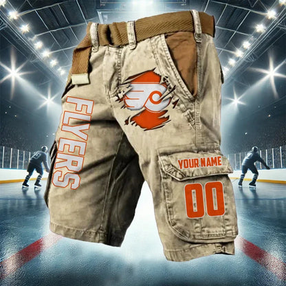 [SUPER SALE] NEW CUSTOMIZED NHL27 PPF PHILADELPHIA FLYERS CARGO SHORTS