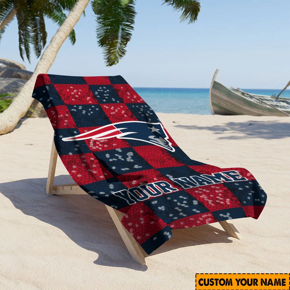 LIMITED EDITION - NEW CUSTOMIZED NFL27 NEP NEW ENGLAND PATRIOTS BEACH TOWEL