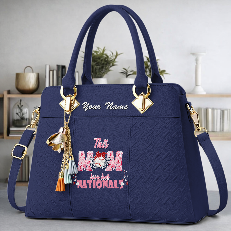 LIMITED EDITION - NEW CUSTOMIZED MLB28 WNS WASHINGTON NATIONALS ZIP HANDBAG MULTICOLOR