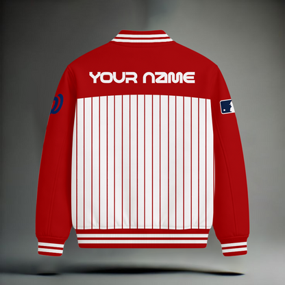 LIMITED EDITION - NEW CUSTOMIZED MLB28 WNS WASHINGTON NATIONALS SNOOPY STYLE SATIN VARSITY & BASEBALL JACKET