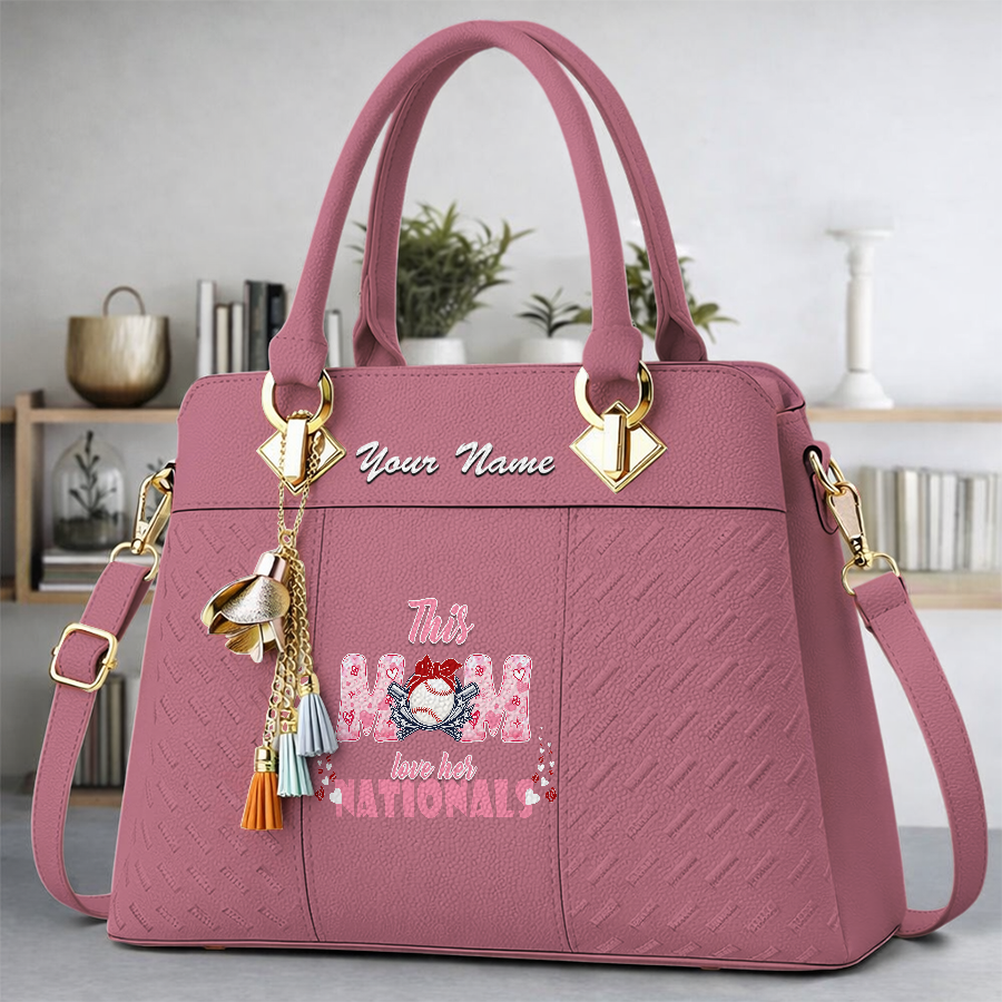 LIMITED EDITION - NEW CUSTOMIZED MLB28 WNS WASHINGTON NATIONALS ZIP HANDBAG MULTICOLOR