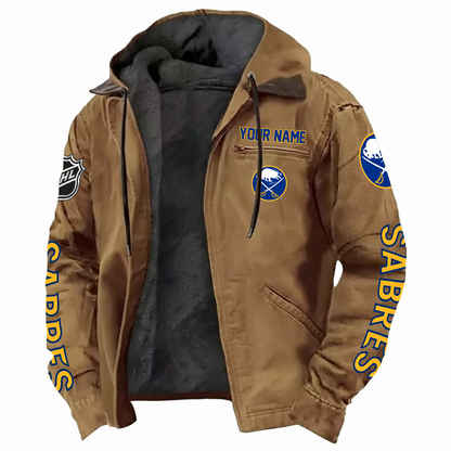 LIMITED EDITION - NEW CUSTOMIZED NHL28 BFS BUFFALO SABRES HOODED CARDIGAN JACKET