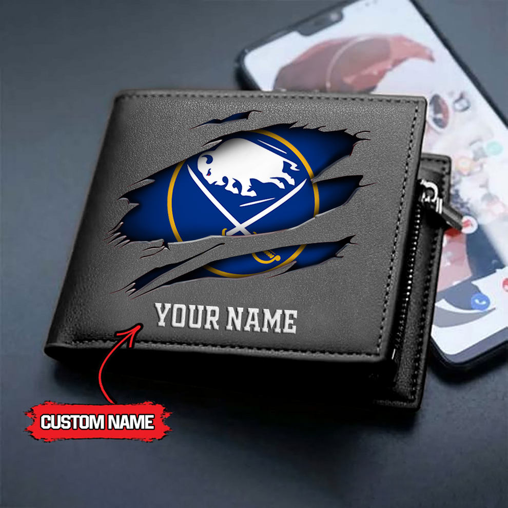 LIMITED EDITION - NEW CUSTOMIZED NHL28 BFS BUFFALO SABRES LEATHER WALLET