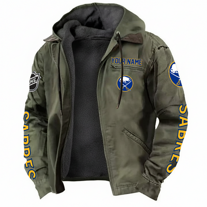 LIMITED EDITION - NEW CUSTOMIZED NHL28 BFS BUFFALO SABRES HOODED CARDIGAN JACKET