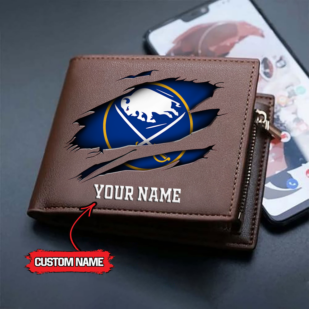 LIMITED EDITION - NEW CUSTOMIZED NHL28 BFS BUFFALO SABRES LEATHER WALLET