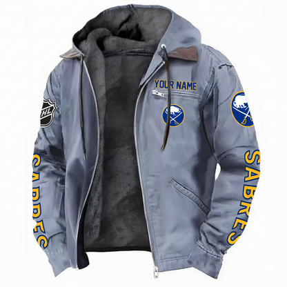LIMITED EDITION - NEW CUSTOMIZED NHL28 BFS BUFFALO SABRES HOODED CARDIGAN JACKET
