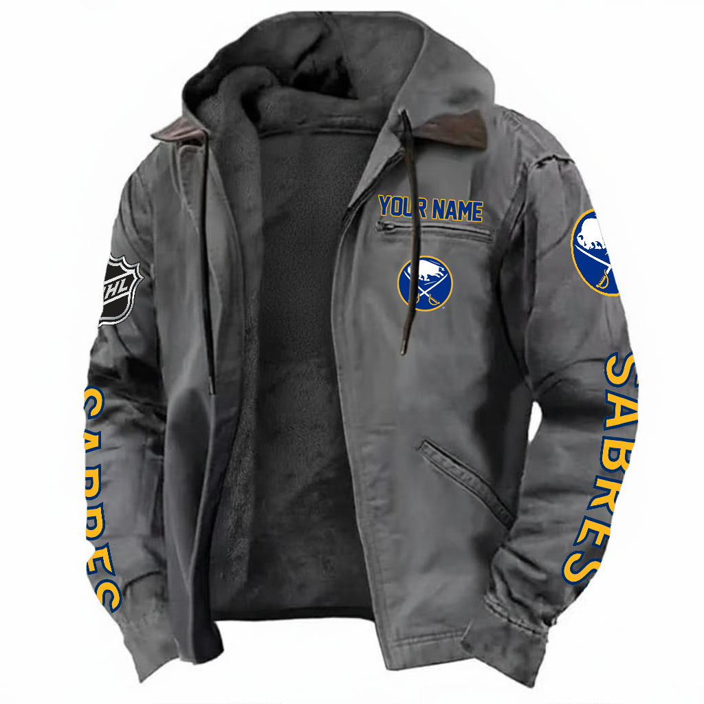 LIMITED EDITION - NEW CUSTOMIZED NHL28 BFS BUFFALO SABRES HOODED CARDIGAN JACKET
