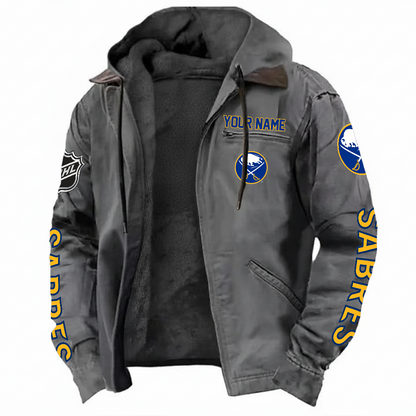 LIMITED EDITION - NEW CUSTOMIZED NHL28 BFS BUFFALO SABRES HOODED CARDIGAN JACKET