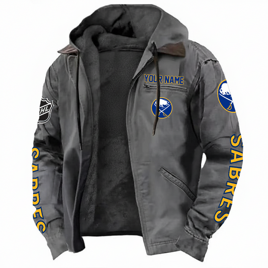 LIMITED EDITION - NEW CUSTOMIZED NHL28 BFS BUFFALO SABRES HOODED CARDIGAN JACKET