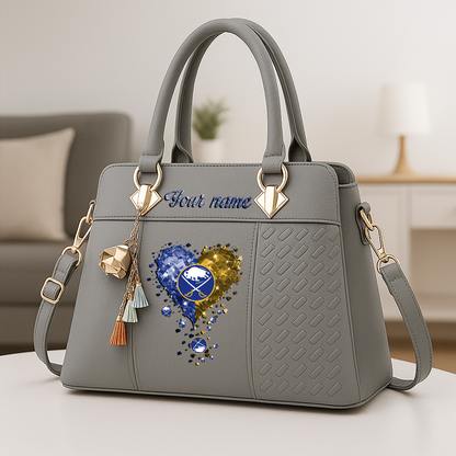LIMITED EDITION - NEW CUSTOMIZED NHL28 BFS BUFFALO SABRES ZIP HANDBAG MULTICOLOR