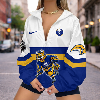 LIMITED EDITION - NEW CUSTOMIZED NHL28 BFS BUFFALO SABRES V-NECK ZIPPER SWEATSHIRT JACKET