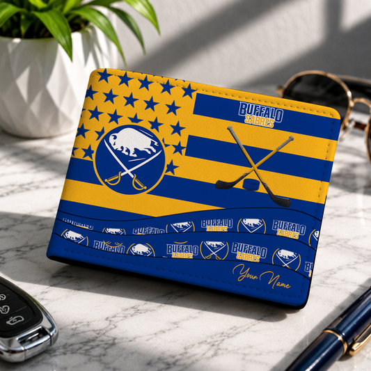 LIMITED EDITION - NEW CUSTOMIZED NHL28 BFS BUFFALO SABRES LEATHER WALLET