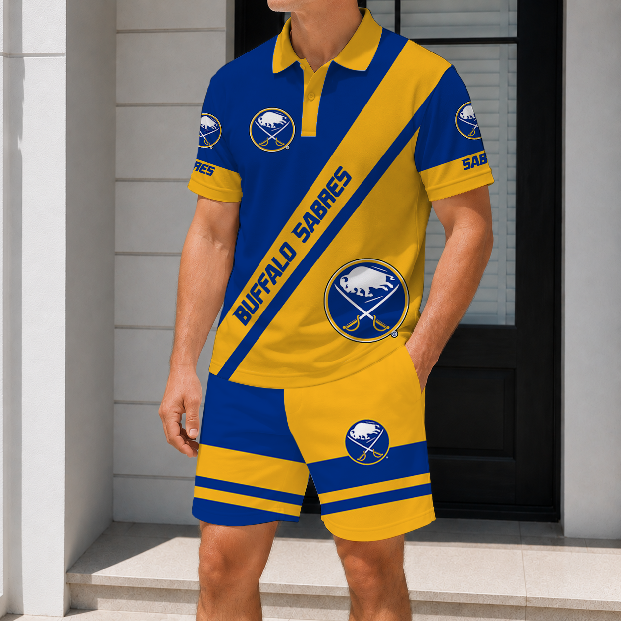 LIMITED EDITION - NEW CUSTOMIZED NHL28 BFS BUFFALO SABRES  POLO & SHORT PANTS SET