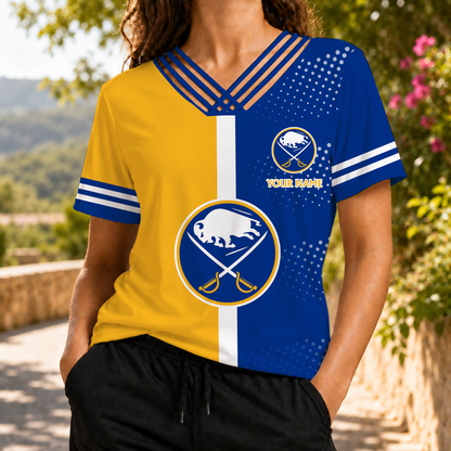 ELITE EDITION - NEW CUSTOMIZED NHL28 BFS BUFFALO SABRES V-NECK SHIRT