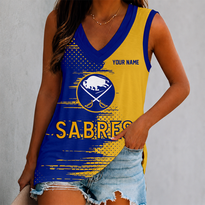 LIMITED EDITION - NEW CUSTOMIZED NHL28 BFS BUFFALO SABRES WOMEN'S V-NECK TANK TOP