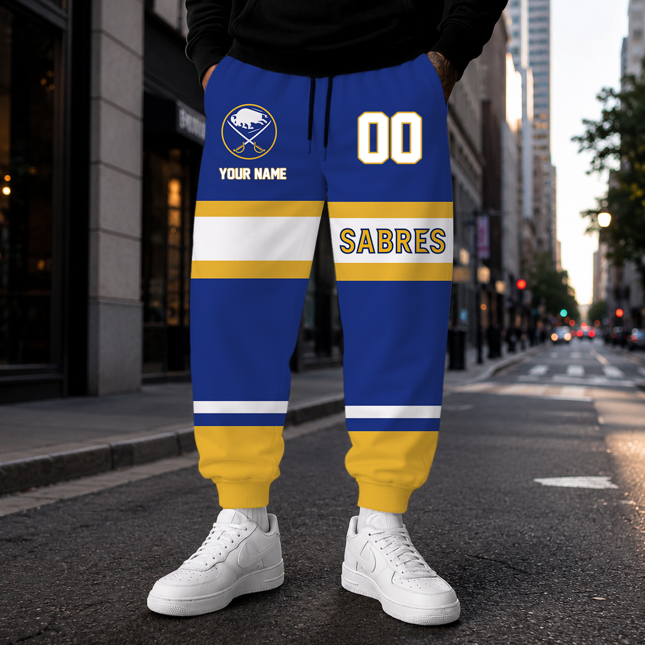 VIRAL EDITION - NEW CUSTOMIZED NHL28 BFS BUFFALO SABRES SWEATPANTS