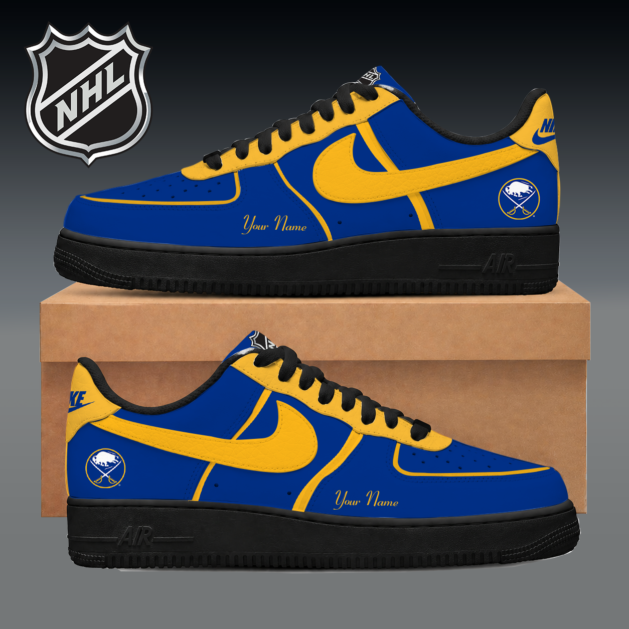 LIMITED EDITION - NEW CUSTOMIZED NHL28 BFS BUFFALO SABRES AF1 SNEAKER