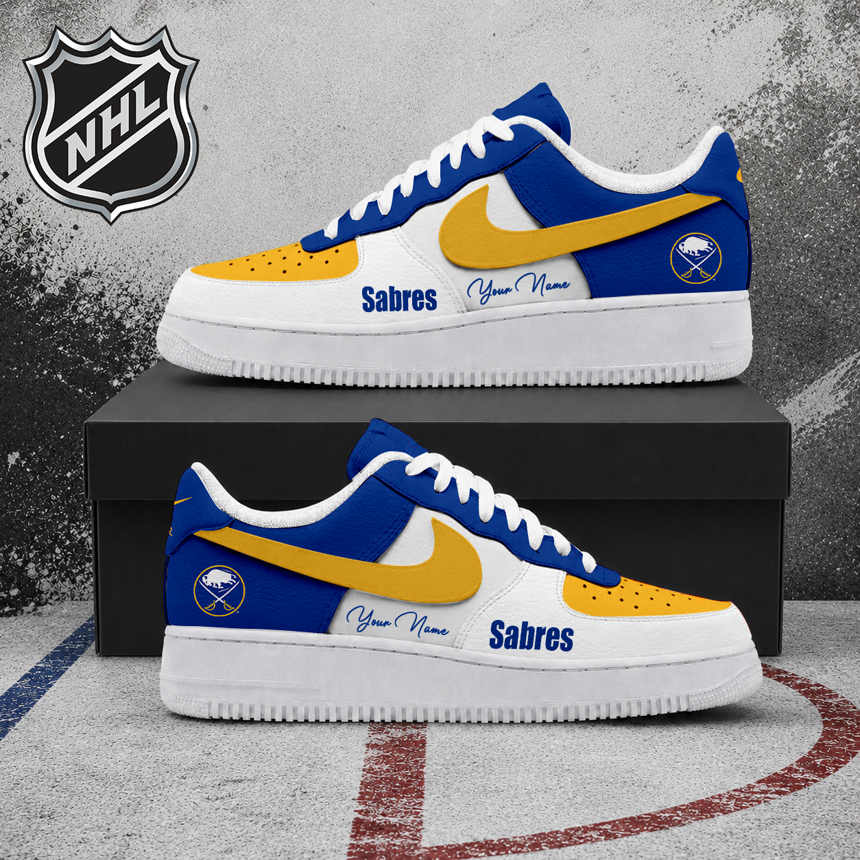 FINAL CLEARANCE - NEW CUSTOMIZED NHL28 BFS BUFFALO SABRES AF1 SHOES