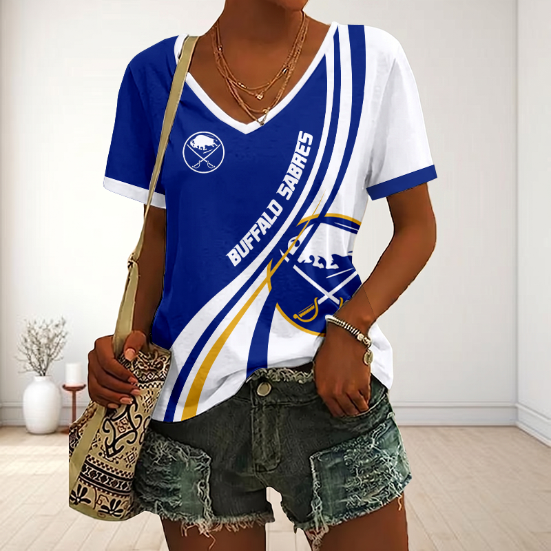 LIMITED EDITION - NEW CUSTOMIZED NHL28 BFS BUFFALO SABRES V-NECK FEMALE SHIRT