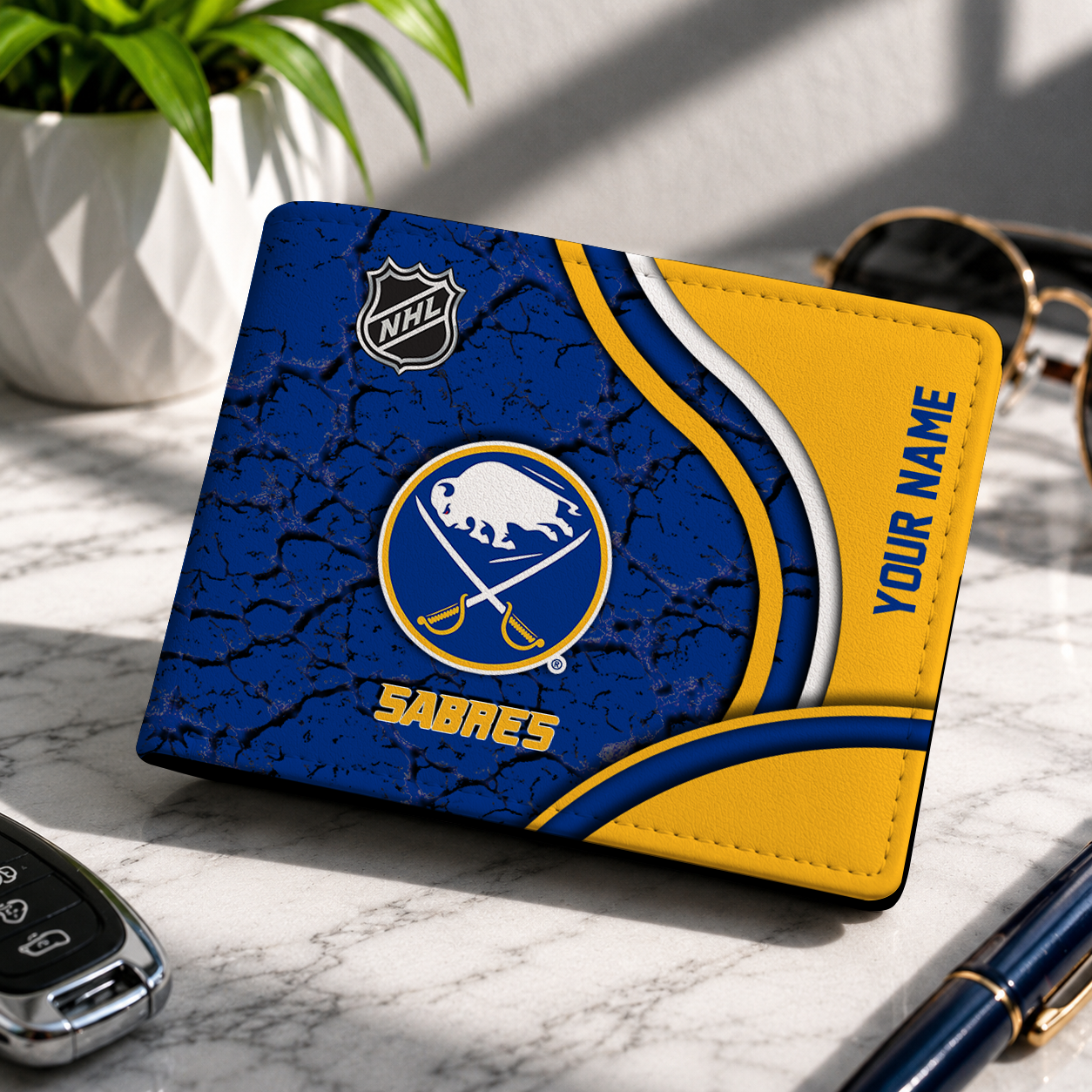 FINAL CLEARANCE - NEW CUSTOMIZED NHL28 BFS BUFFALO SABRES LEATHER WALLET