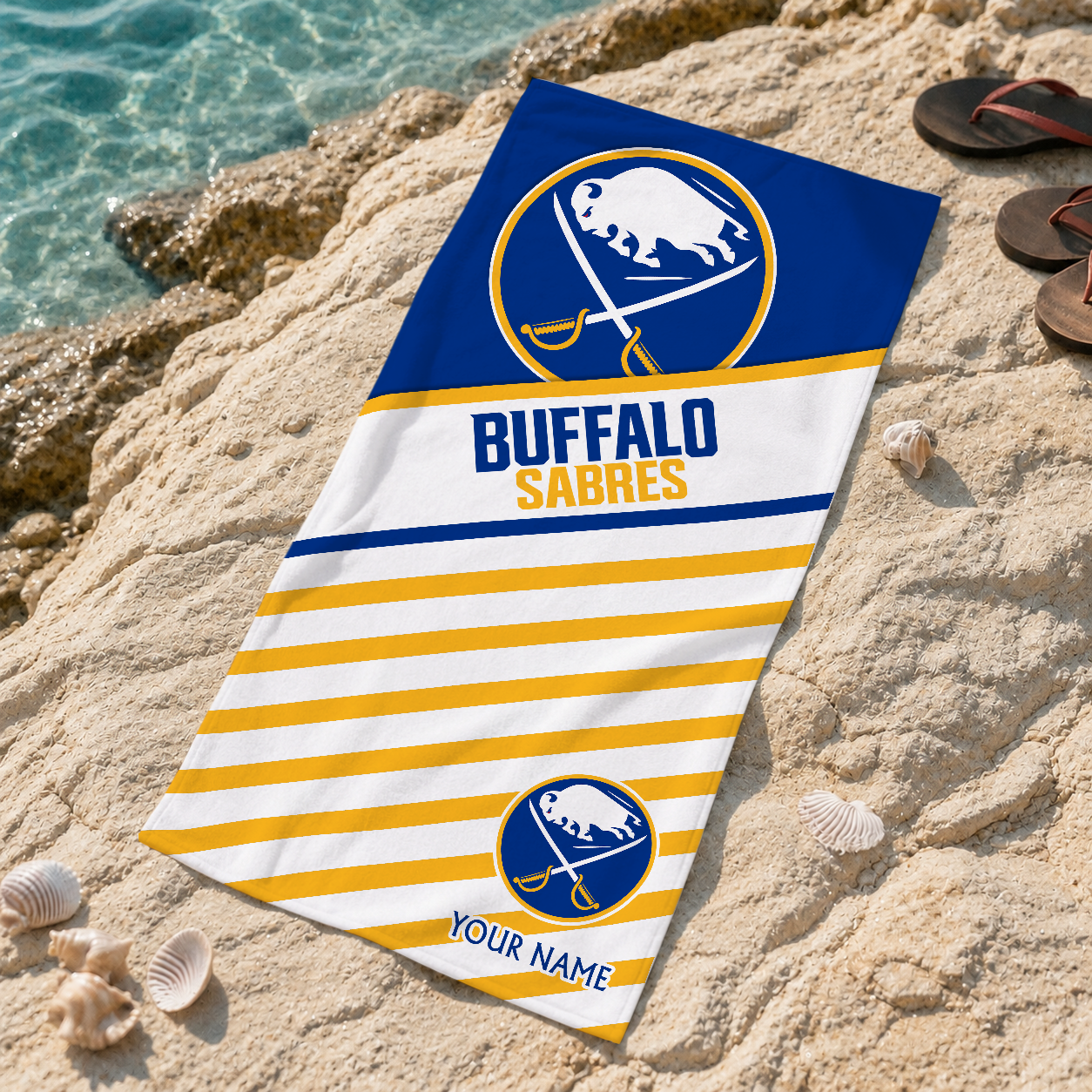 LIMITED EDITION - NEW CUSTOMIZED NHL28 BFS BUFFALO SABRES BEACH TOWEL