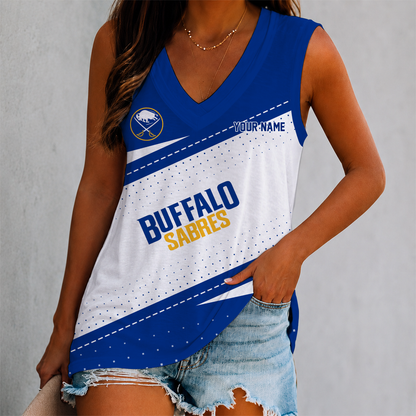 LIMITED EDITION - NEW CUSTOMIZED NHL28 BFS BUFFALO SABRES WOMEN'S V-NECK TANK TOP